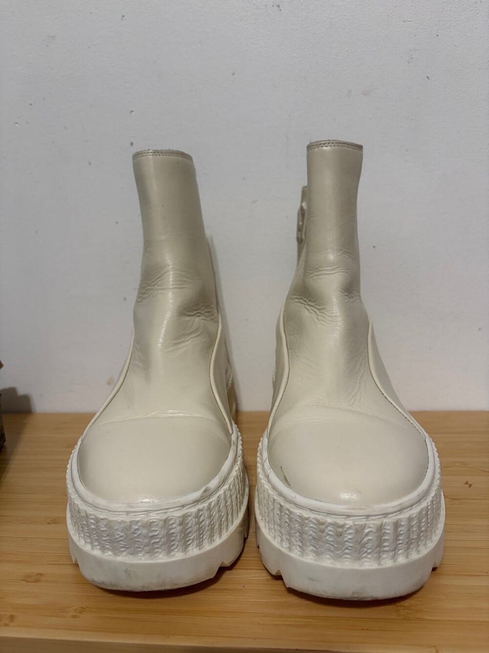 Puma Fenty Chelsea Boots Womens 8 Cream Platform Lug Sole Ankle Booties 38.5